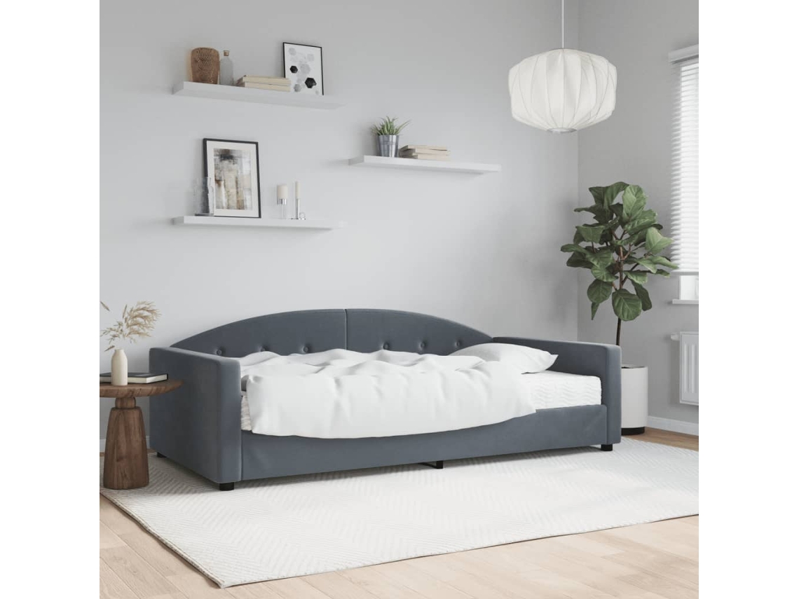 Vidaxl Sofá-cama Com Colchão 100x200 Cm Veludo Cinzento-escuro