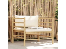 Vidaxl Sofá De Jardim Em Bambu Com Almofadões Branco Nata