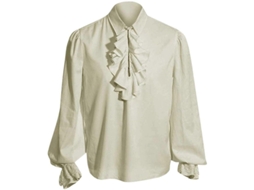 Camisa Pirata Medieval Manga Larga Blusa Renacimiento Steampunk Traje Camisa Vampiros Xxl L Bege