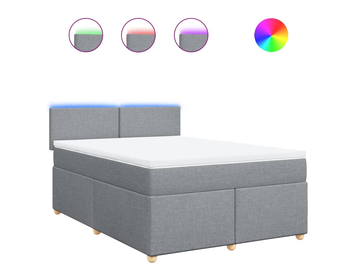 Box Spring Bed, Box Spring Beds Vidaxl Cinzeto Tecido (140 X 200 Cm)