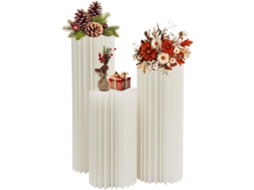 Conjunto De 3 Vasos De Papelão Para Coluna De Flores, Vaso Decorativo Para Casamento, Dobrável, Papelão