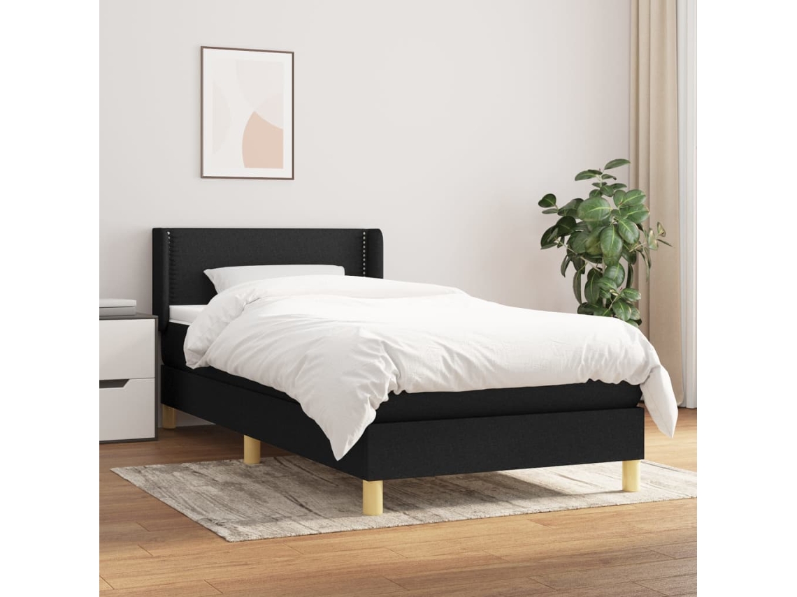 Vidaxl Cama Com Molas/colchão 100x200 Cm Tecido Preto