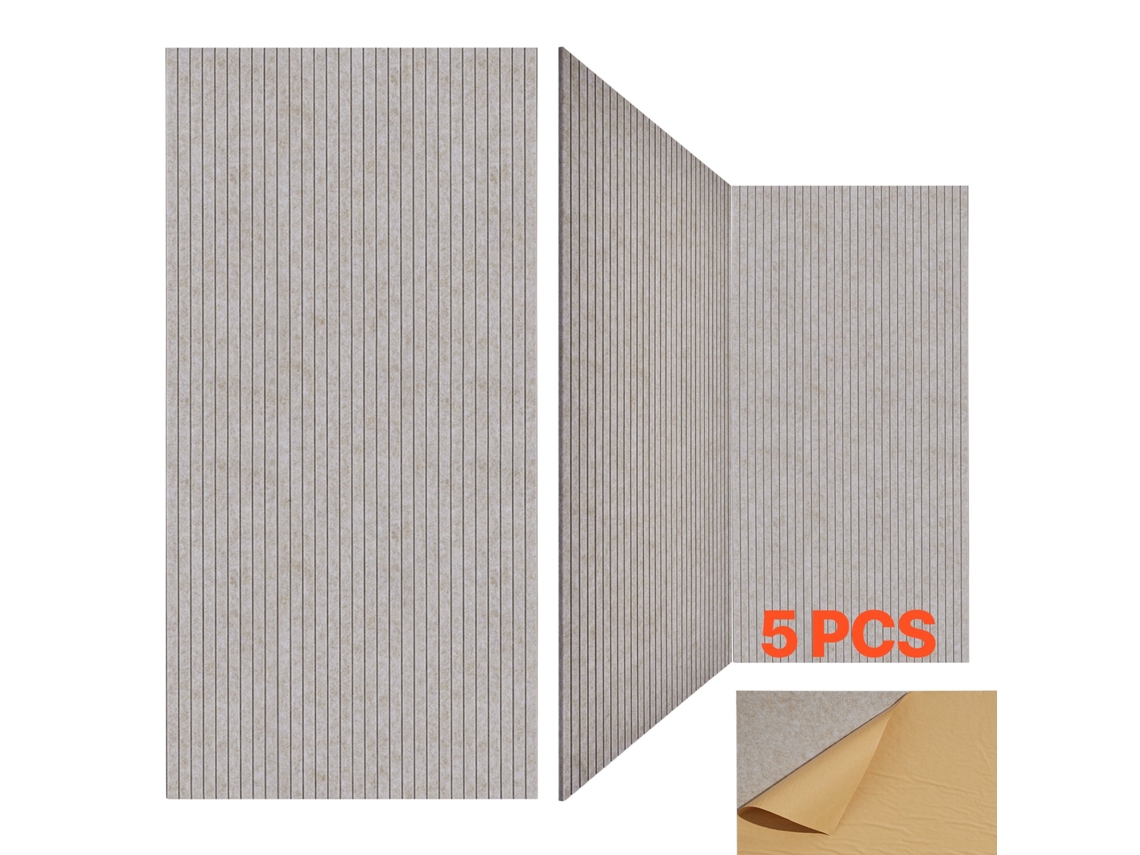 Painéis Acústicos De Parede 5 Unidades 1200 X 600 X 10 Mm Camelo Listras Estética Vevor