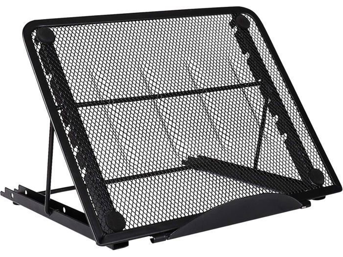 Suporte para Laptop Multiângulo em Aço Inoxidável, Ajustável, Ergonômico, Leve e Ventilado, Preto, com Relógio BRILVIBERA