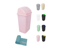 Cubo De Basura Con Tapadera Basculante - 15l / 25l / 30l / 50l - Papelera Ideal Para Cocina, Baño Y Oficina Rosa 50 L + Bolsas