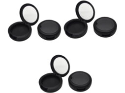 Conjunto De 6 Recipientes Cosméticos Redondos Recarregáveis Para Sombra E Blush, Pretos.