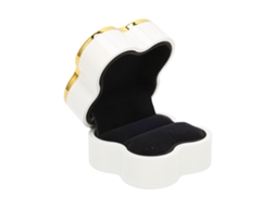 Caixa De Anel Iluminado De Feltro Branco Com Trevo De Quatro Folhas