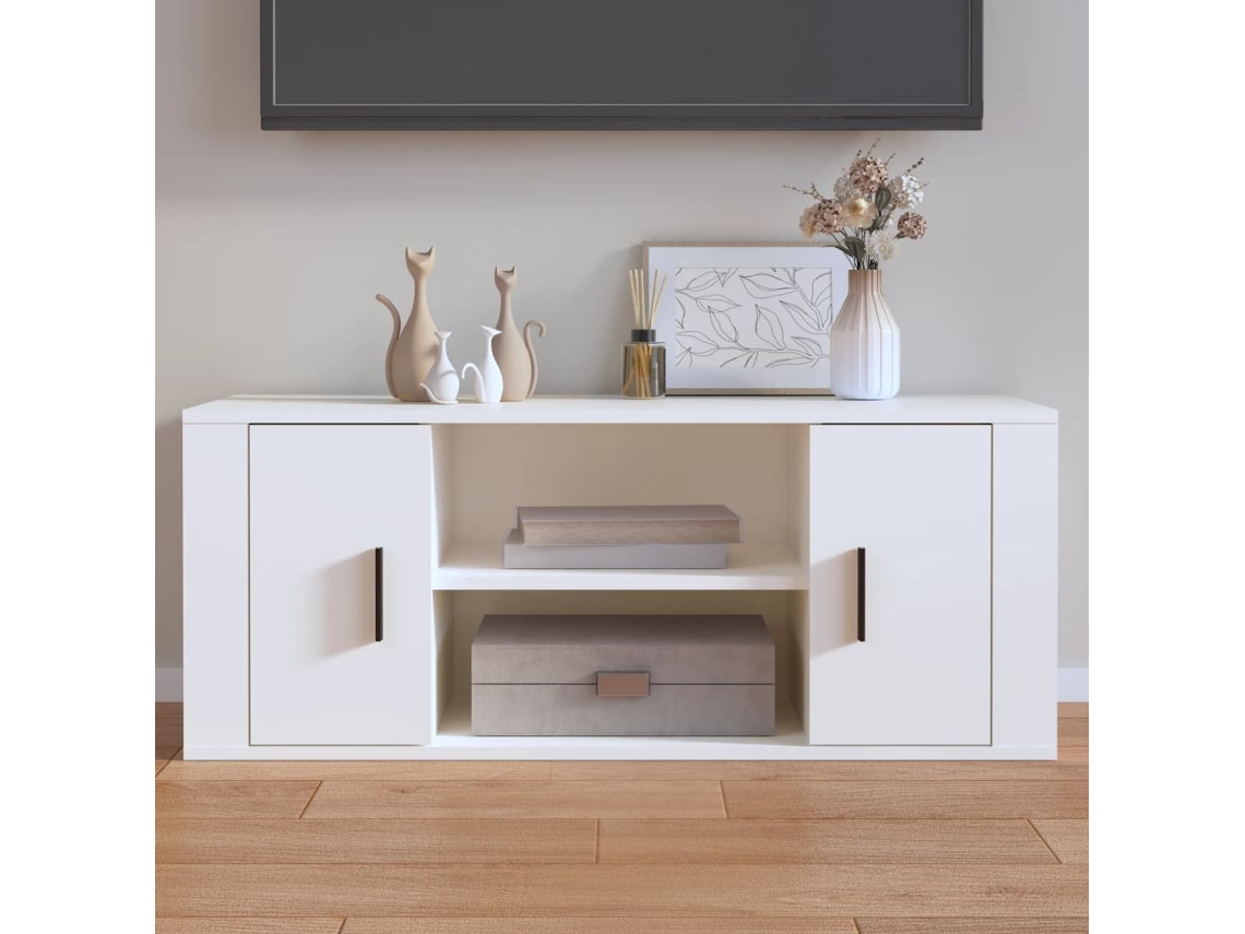 Móvel P/ Tv 100x35x40cm Madeira Processada Branco Dkd Home Decor