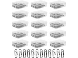 15 Caixas De Clipes Papel Ovais Metal, Pretos, Design Compacto E Bordas Seguras Para Escritório Escola, Ideais Para
