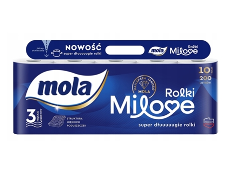 Milove Premium 3 Ply Toilet Paper, 10 Rolls Mola