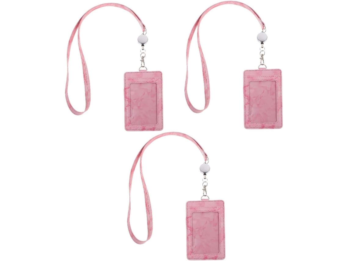 De 3 Porta-crachás Nuobesty Em Pu Com Estampa De Mármore, Porta-identificação Retrátil Para Estudantes E...