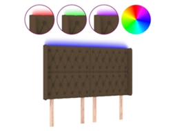 Cabeceira de Cama com Luzes Led Tecido Castanho MAISON EXCLUSIVE (163x16x118 cm)