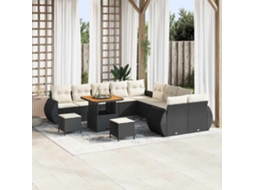 Vidaxl Conjunto De Sofá De Jardim 13 Unid. Preto Vime Pe