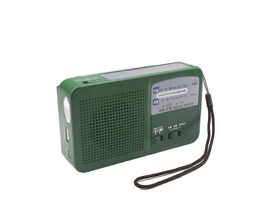 Rádio De Emergência Movido A Energia Solar Com Manivela Autoalimentada, Recarga De Bateria Usb, Rádio Fm/am Com Flash Led Verde Olysi Shop