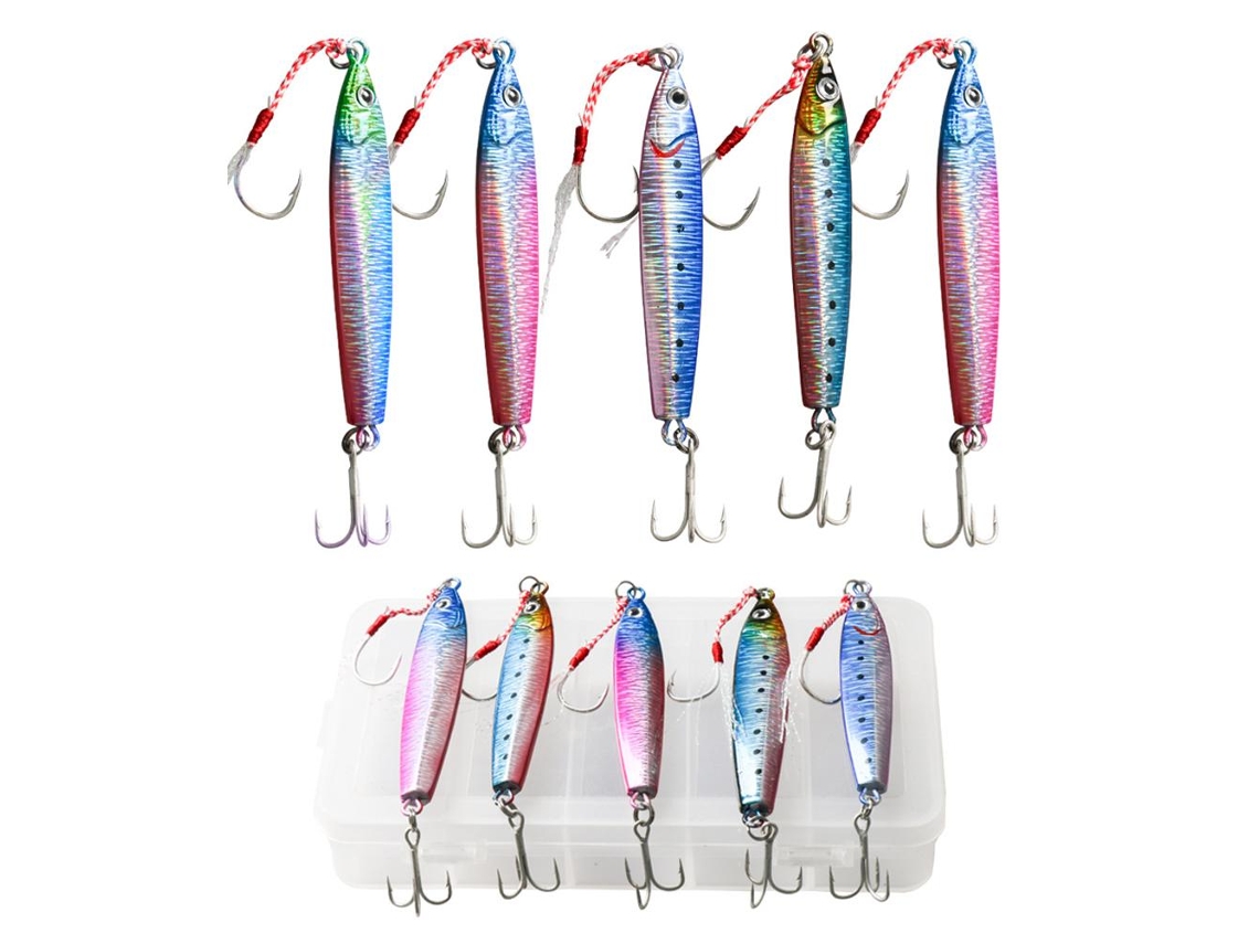 Isca artificial de queda lenta para pesca, 30g/40g, metálica, 5 unidades.