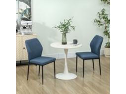 Conjunto de 2 Cadeiras Jantar Modernas Poltronas Cozinha com Assento Acolchoado e Estofado Encosto Curvo 45x57x86 Cm Azul Escuro