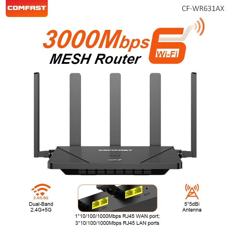 (cf-wr631ax) Roteador Sem Fio Ax3000 Wifi 6 Mesh System Com Porta De Rede Gigabit