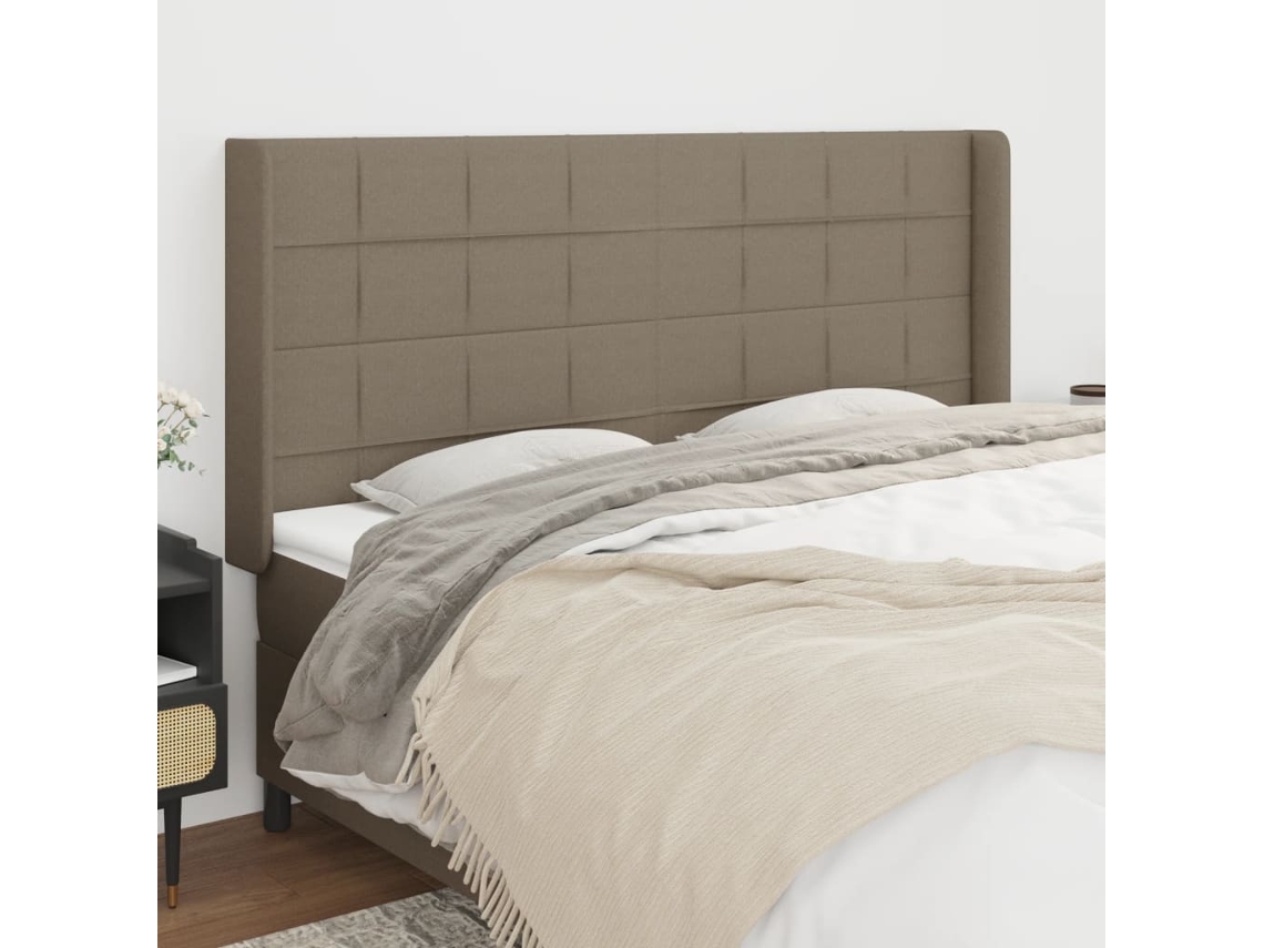 Vidaxl Cabeceira Cama Abas Tecido 183x16x118/128 Cm Cinza-acastanhado