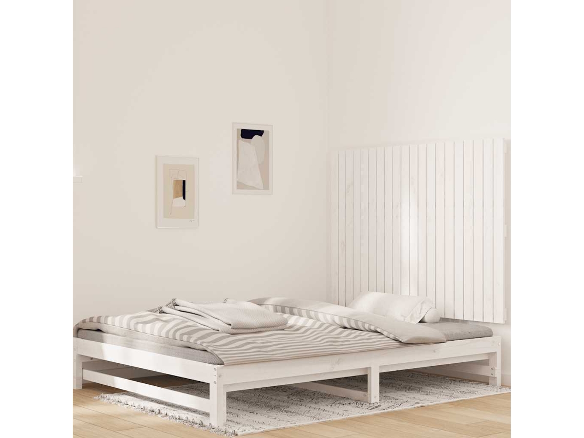 Vidaxl Cabeceira De Parede 127,5x3x90 Cm Pinho Maciço Branco