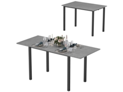 Mesa de Jantar Extensível de Design Moderno com Tampo Amplo, para 6 Pessoas, Estrutura em Aço Cinza Escuro CHEZMOI