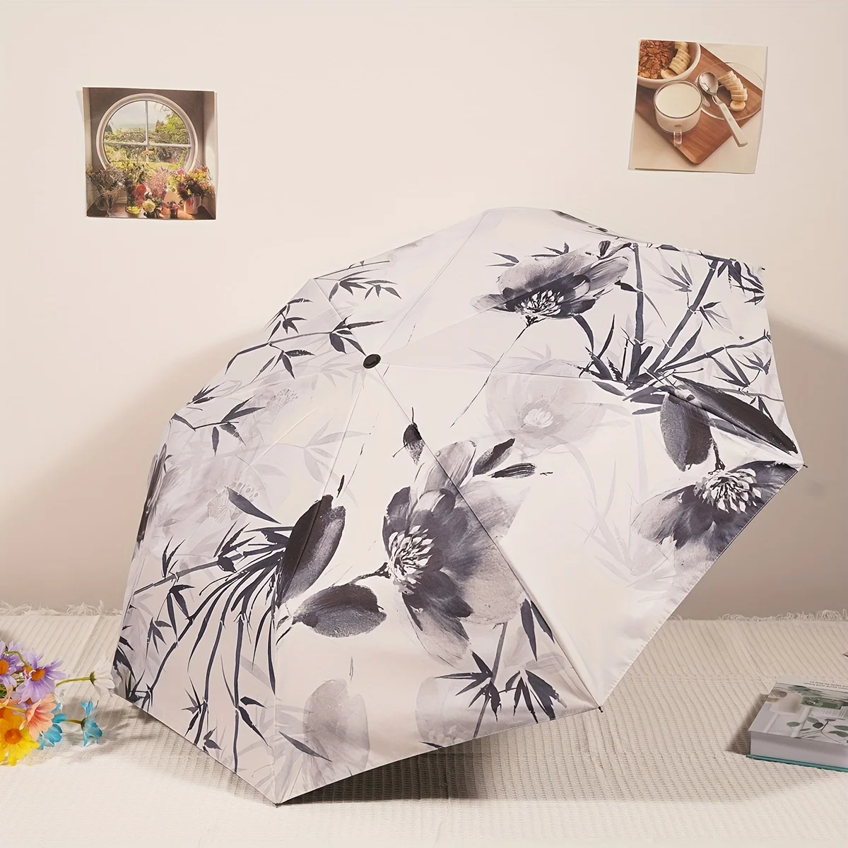 Guarda chuva Automático MDUG com Estampa de Bambu e Proteção UV