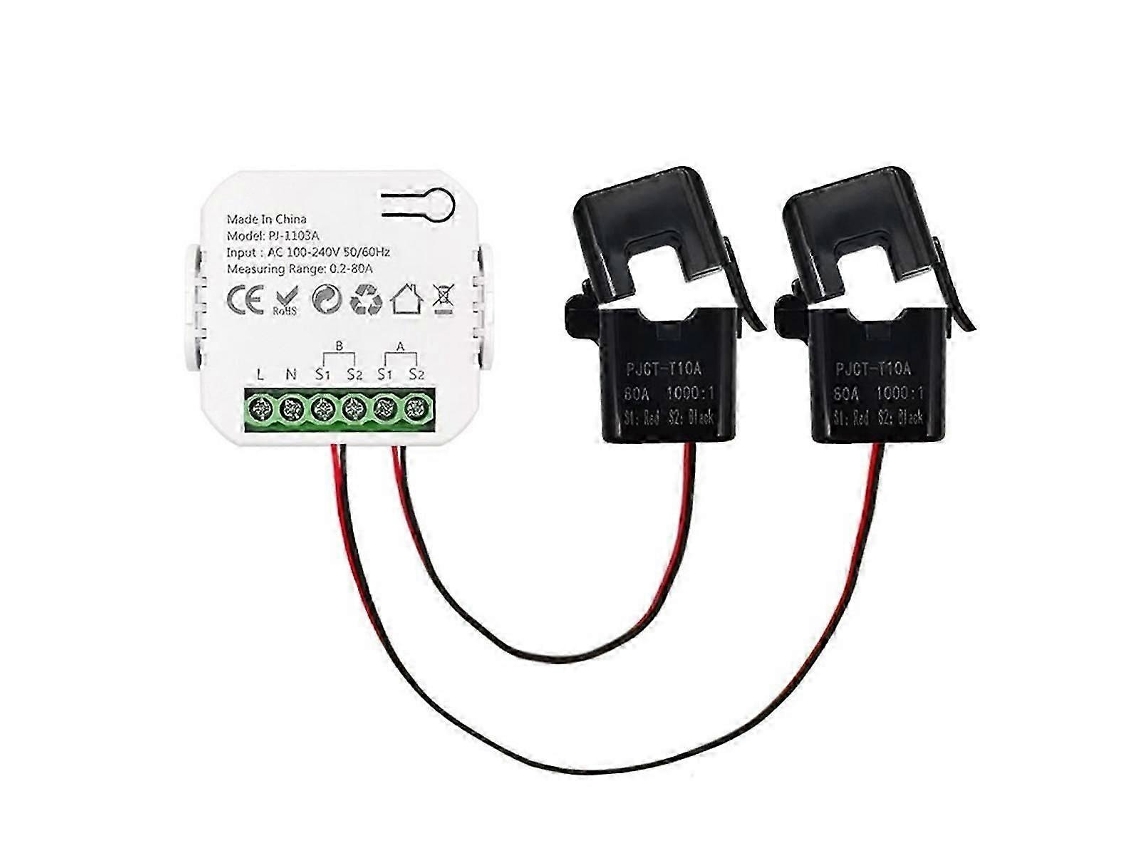 Lurelia Medidor De Energia Inteligente Wi Fi Tuya Bidirecional Com Transformador De Corrente, Monitoramento De Energia, Suporte Ala 80a