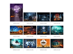 Cenário fotográfico com tema de Halloween e abóboras para retratos e decoração de festas, tamanho 2,1 x 1,5 m / 7 x 5 pés