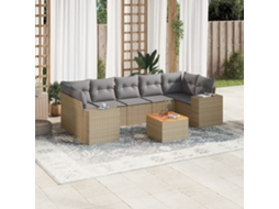 Vidaxl 8 Pcs Conjunto de Sofás P/ Jardim com Almofadões Vime Pe Bege