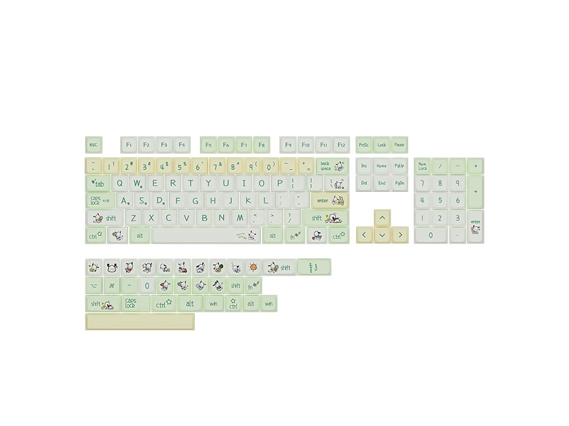 Lurelia Keycaps Profile Cartoon Pochacco Dog Dyesublimation Pbt Perfil Xda 135 Teclas Para Teclado Mecânico