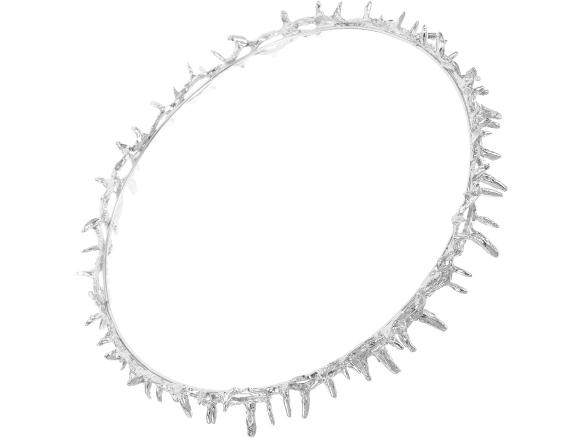 Coroa De Metal Prateado Real Com Espinhos Para Baile De Formatura E Acessório.