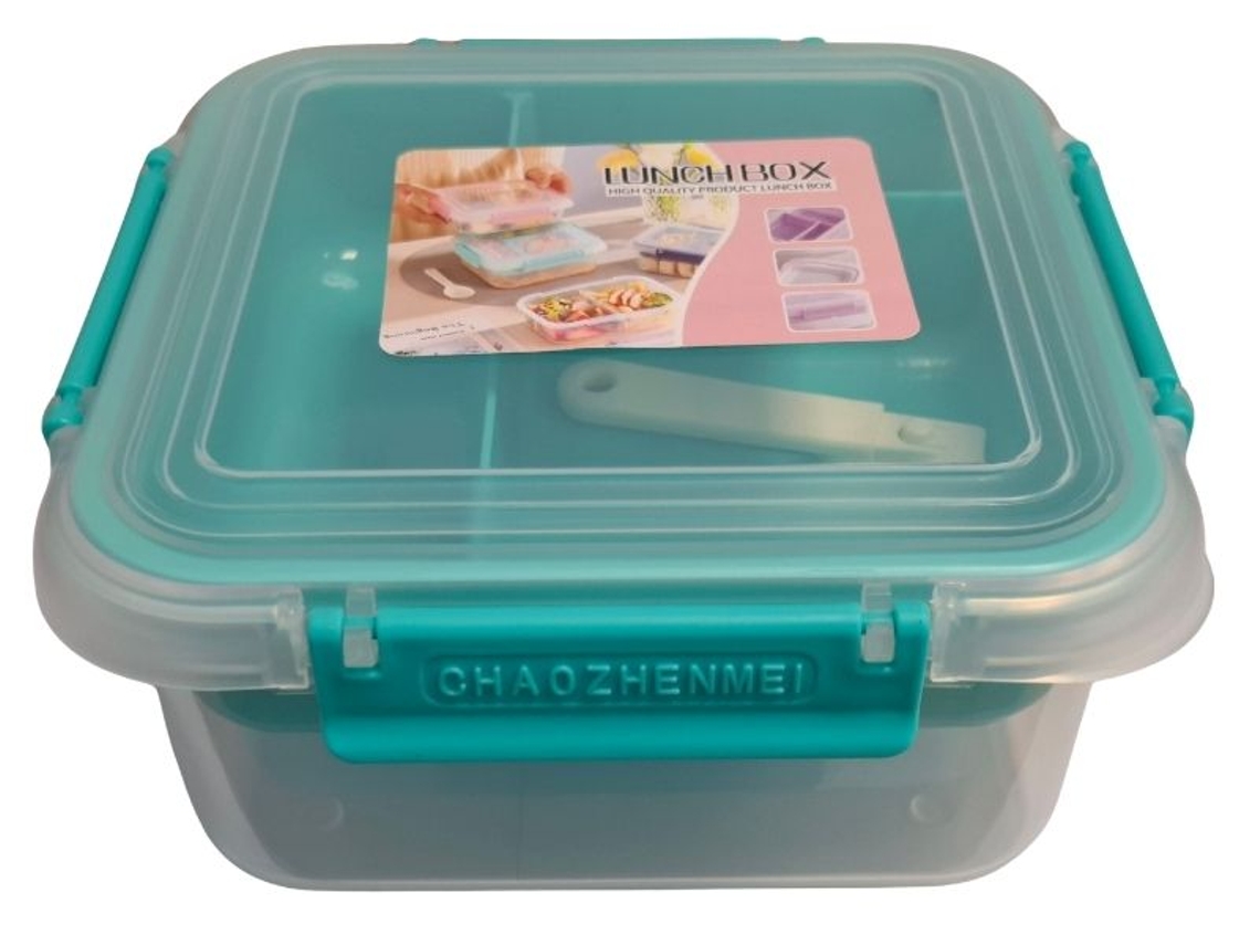 Lancheira com Divisórias LPM 1600 Ml para Refeições, Seguro para Micro ondas, Fácil de Limpar, Reutilizável. Bpa Free. 16,5x8,x16,5cm