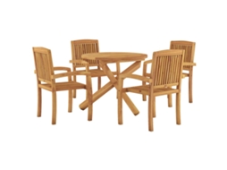 Maison Exclusive - 5 Pcs Conjunto De Jantar Para Jardim Madeira De Teca Maciça