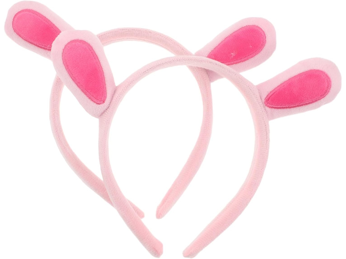Conjunto de 2 Tiaras Pelúcia Coelho Orelhas - Argolas Rosa