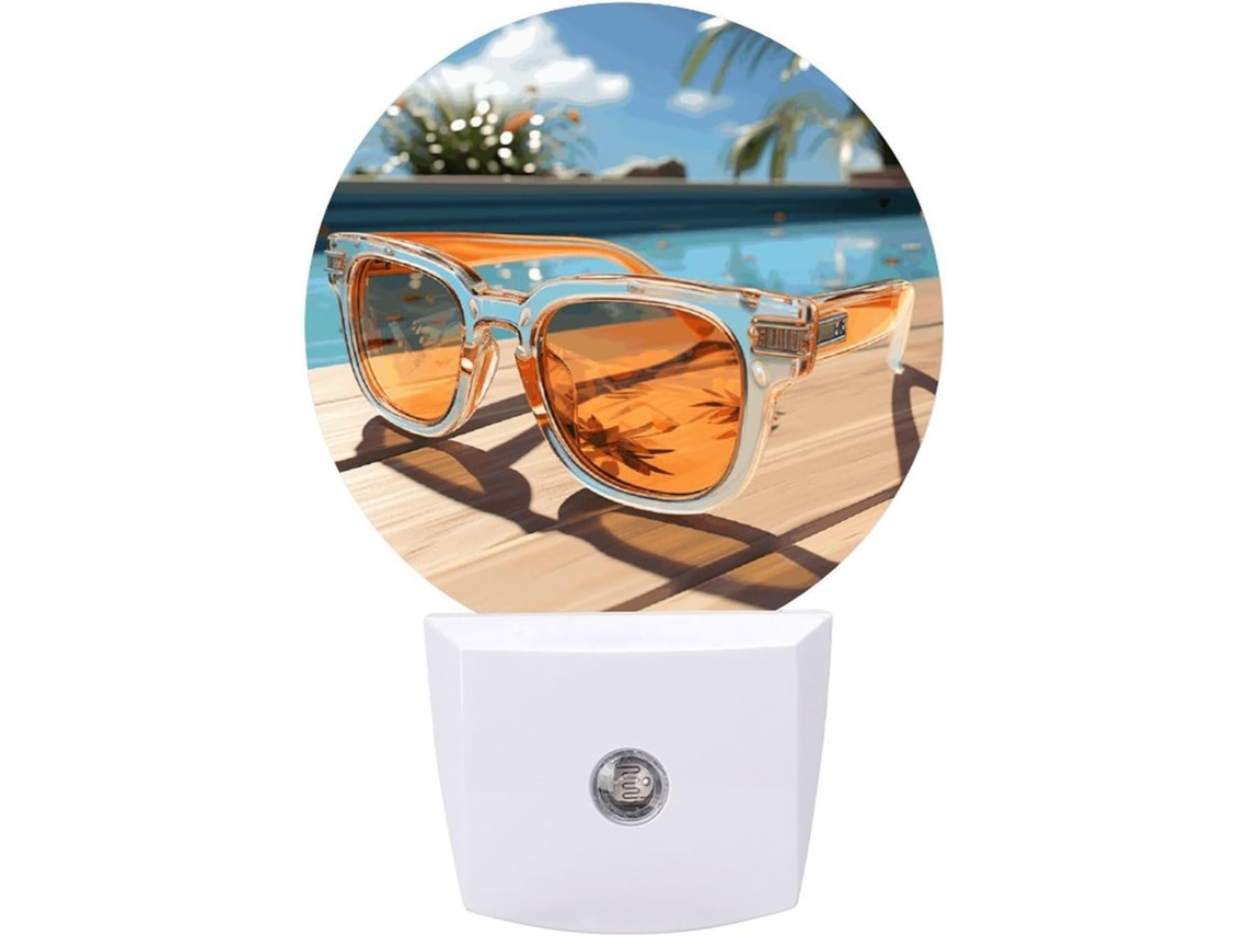 Luminária Noturna De Parede Com Plugue, Luminária Noturna De Led Com Sensor Movimento, Estampa De Óculos Sol Desenho
