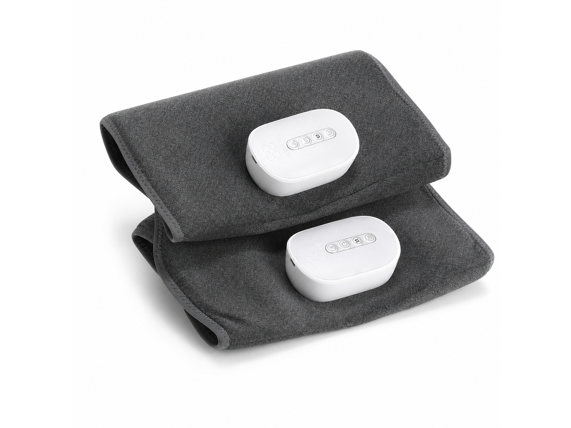 Massageador De Pernas Com Compressão De Ar, Par, Aquecimento E Massagem, 2000 Mah, Cinzento