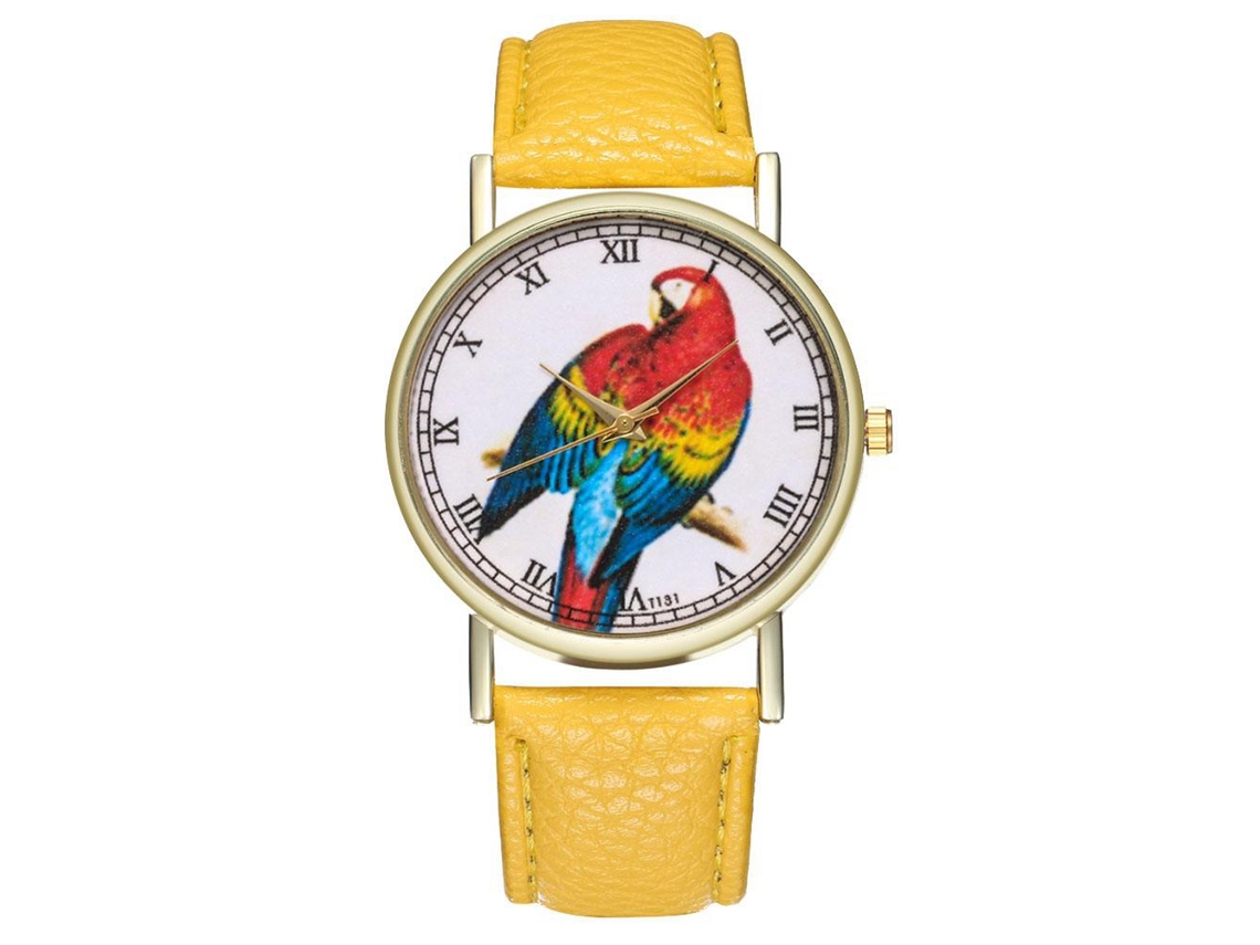 Reloj De Cuero Artificial Zhoulianfa Unisex Moda Reloj De Pulsera De Cuarzo Amarillo