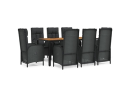 Garden Dining Set, Garden Dining Sets Vidaxl Preto Rattan / Vime (mesa Com 190 Cm De Comprimento)