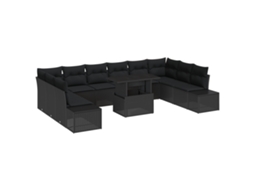 Conjunto 11 Móveis De Jardim Vidaxl Preto Vime Pe (55 X 55 X 37 Cm)