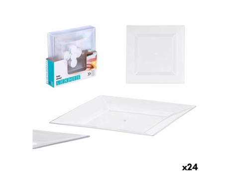 Conjunto de Pratos Leknes Ck80668 1 T Plástico Poliestireno Transparente 27,3 X 2,3 X 27,3 Cm (24 Unidades)