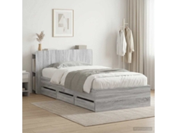 Vidaxl Estrutura De Cama Com Armazenamento E Cabeceira Sonoma Cinzento