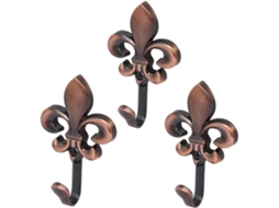 Cabide de Parede Metal em Formato Flor, com 3 Peças, na Cor Cobre. CHABERLU