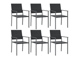 Cadeiras Jardim 6 Pcs 54x62,5x89 Cm Vime Pe Preto MAISON EXCLUSIVE
