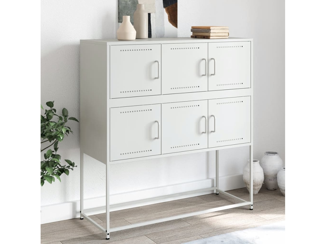 Vidaxl Aparador 100,5x39x107 Cm Aço Branco