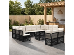 Vidaxl Conjunto De Sofá De Jardim 13 Unid. Preto Vime Pe