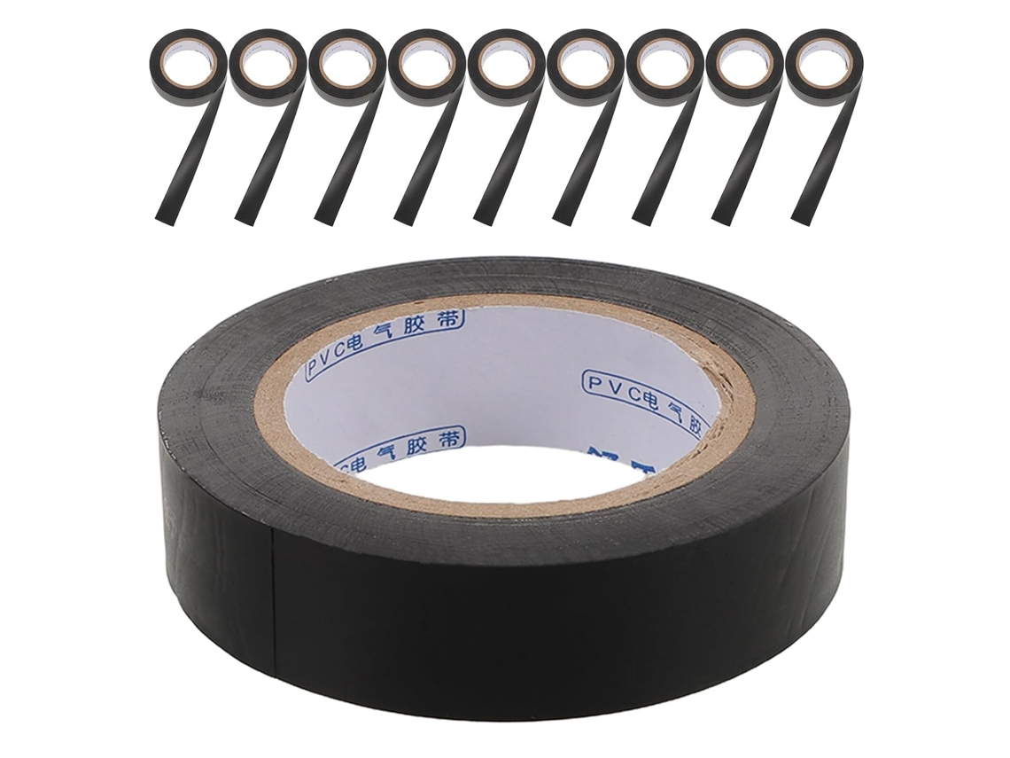 Luxshiny Kit Com 10-fitas Isolantes Pretas De Alta Temperatura, Fita Elétrica Fina De Pvc Para Reparo Cabos, Uso Interno