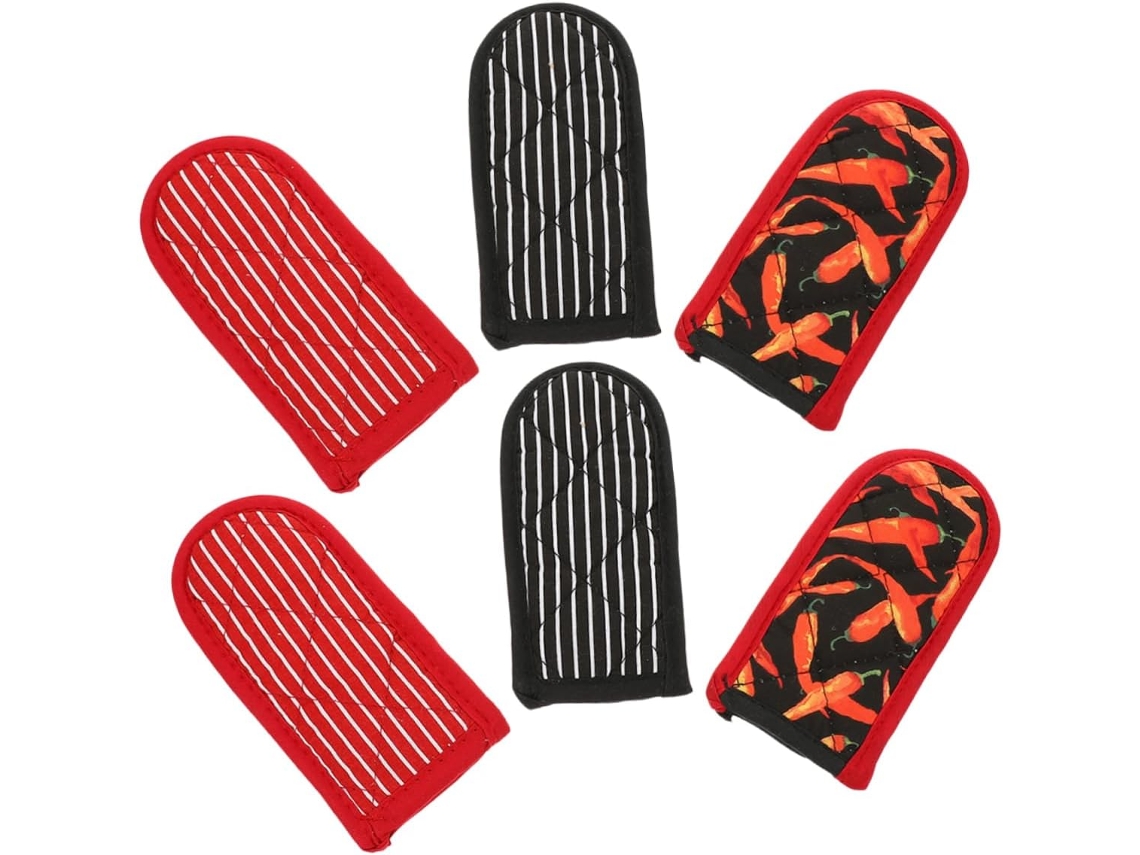 Hemobllo Conjunto De 6 Peças Luvas Forno Portáteis Com Cabos Isolados, Resistentes Ao Calor E Proteção Anti Queimaduras