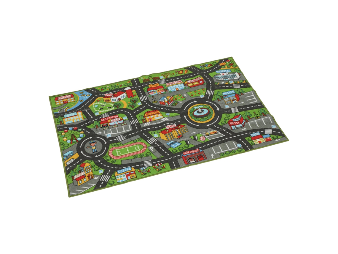 Tapete Infantil Estrada De Cidade 160x100 Cm Educativo Antiderrapante Para Engatinhar E Brincar Com Carros Multicor