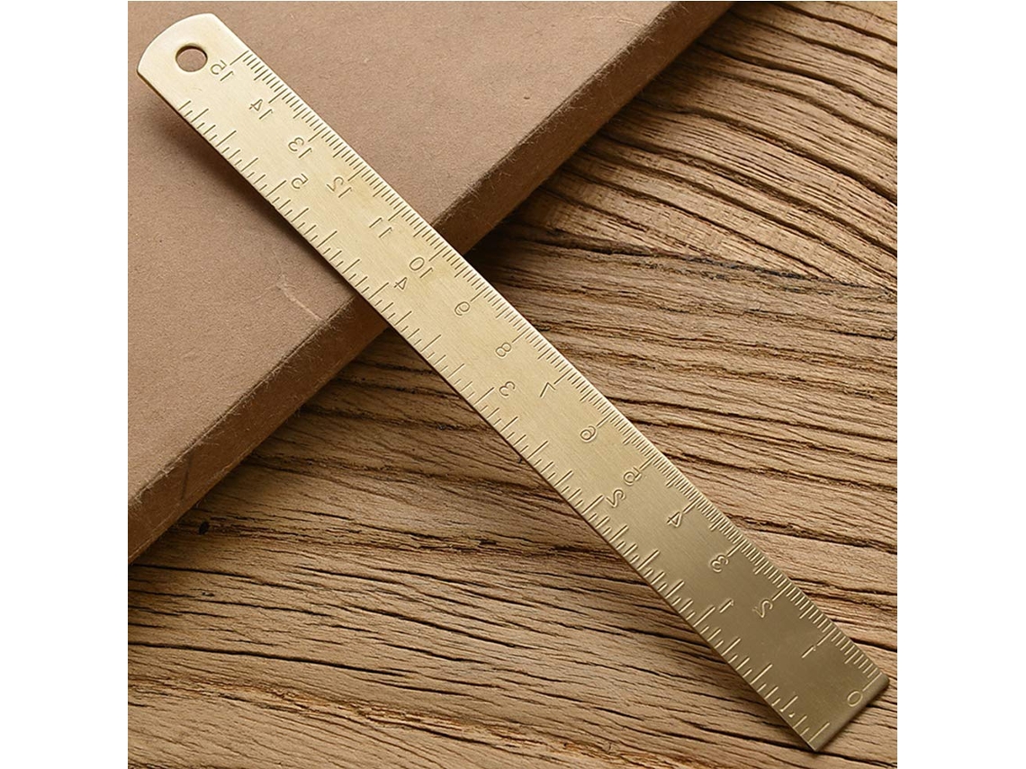 Régua De Desenho 15cm Para Escola, Escritório, Marcador De Página Metal Para Aprendizado Dourado
