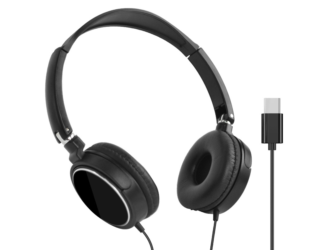Fones De Ouvido Diadema Preto Com Entrada Usb-c Compatível Celulares, Tablets E Computadores Notebooks