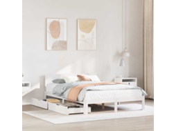 Estrutura De Cama Com Gavetas 160x200 Cm Pinho Maciço Branco